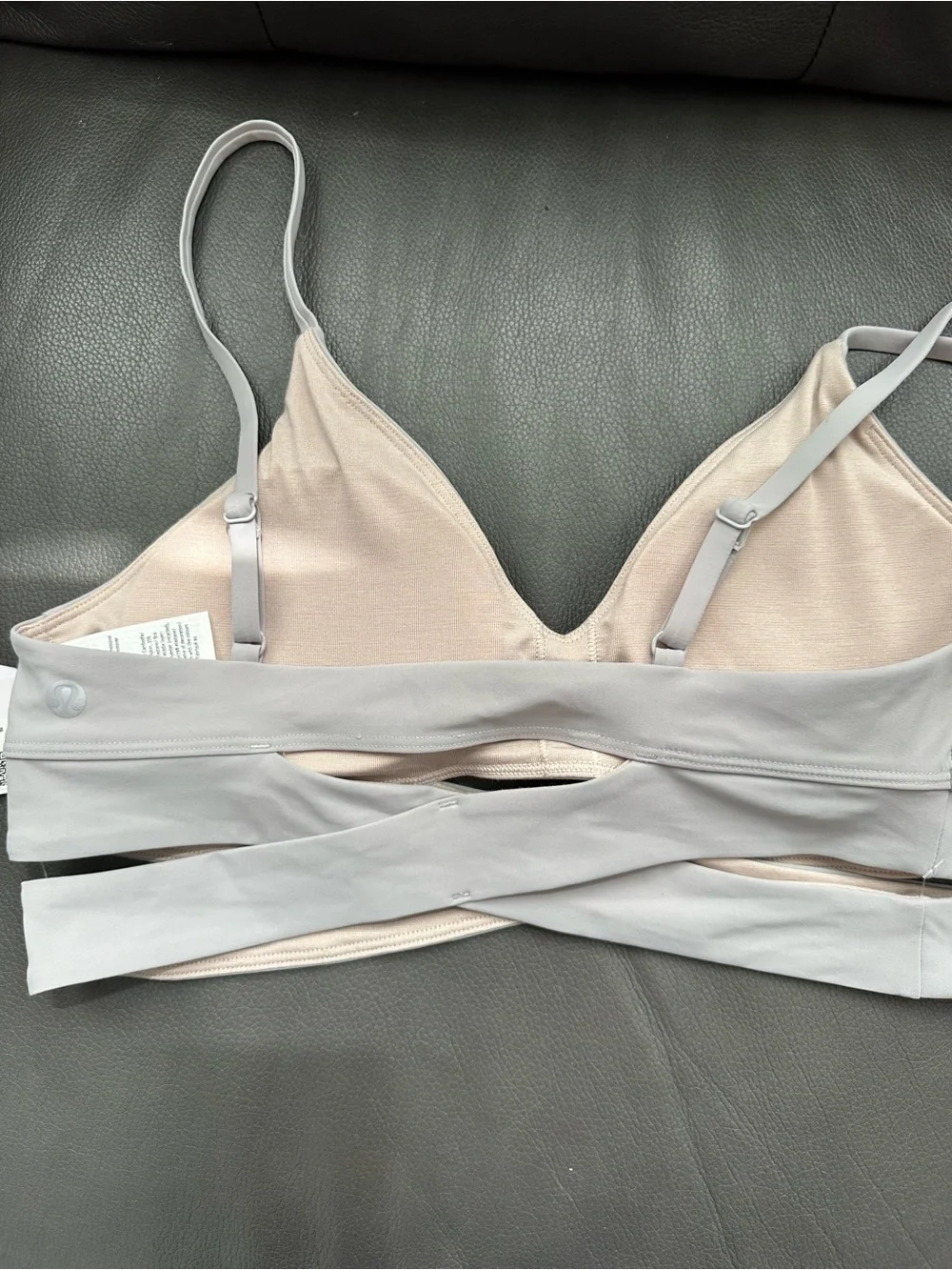 Lululemon v-neck crossover Underband Bra - light grey
